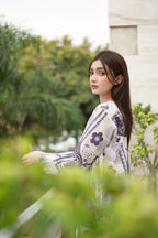 Amara Indigo indigo and white digital silk kurta front view ZAMARANG