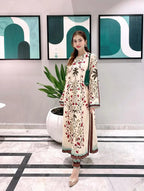 Close-up detail of vibrant digital floral print on shirt ZAMARANG