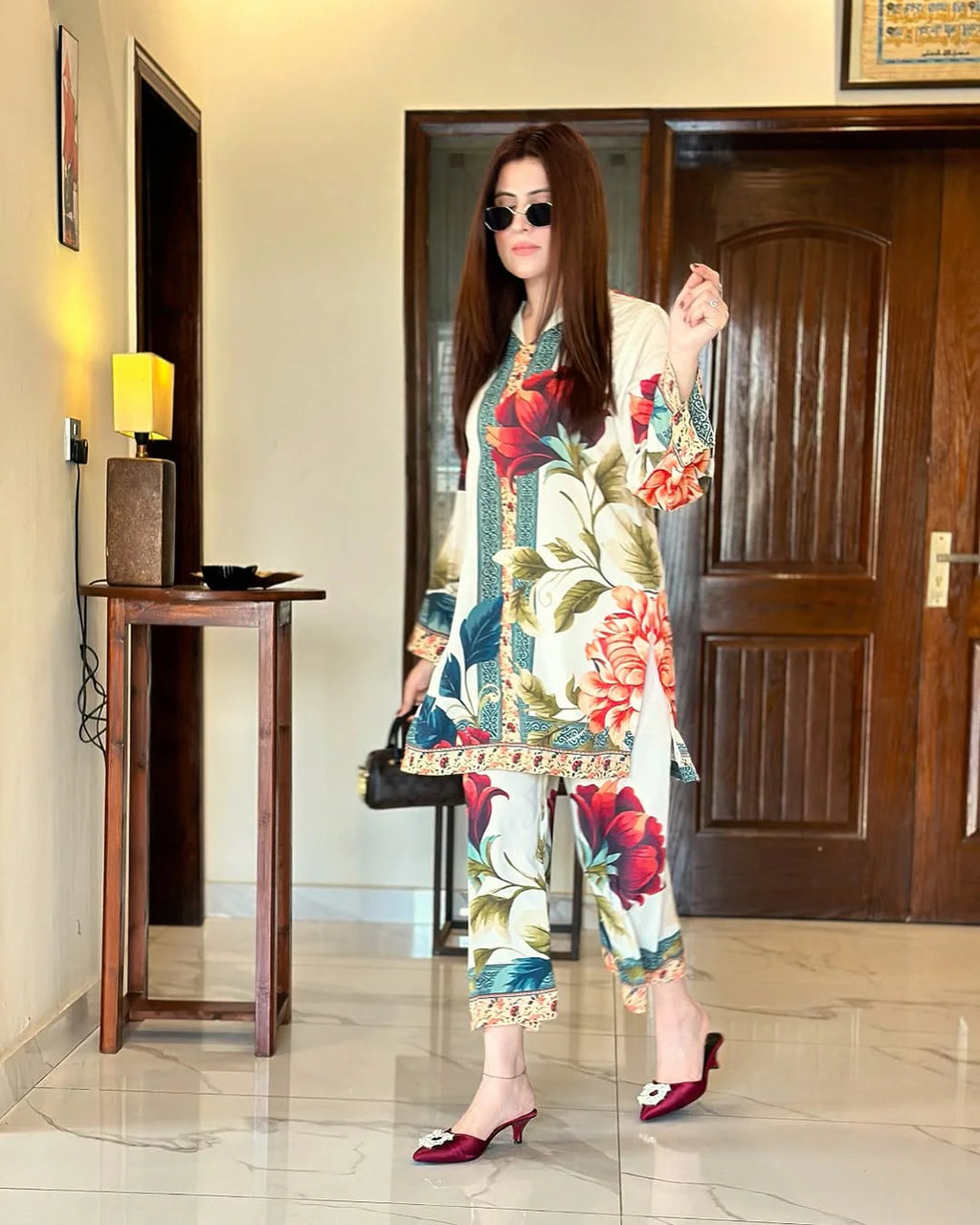 Comfortable daily wear floral lawn suit for women