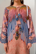 Coral Plume digital printed poly lawn 2 piece suit front view ZAMARANG