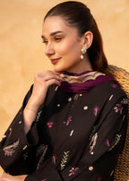 Draped chiffon dupatta detail of Black Blossom 3 piece suit