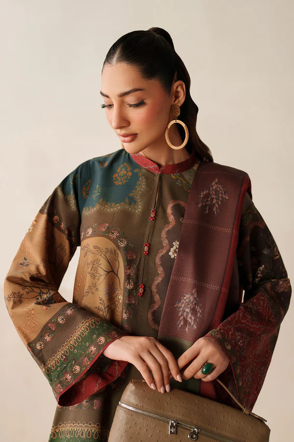 Detailed border print and hem panel Autumn Tapestry kurta