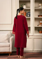Elegant deep red embroidered top and bottom ZAMARANG