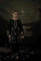 Embroidered Arabic linen trousers with border details