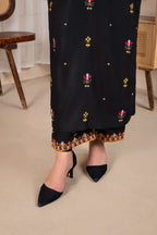 Fabric texture and embroidery close up premium Arabic lawn