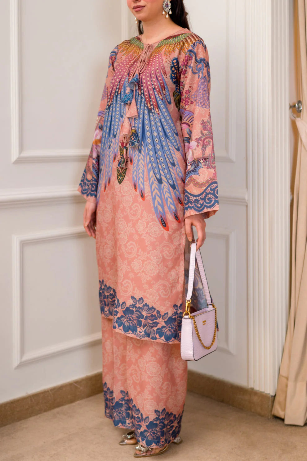 Fabric texture close up of premium poly lawn with digital print