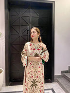 Floral printed digital shirt with geometric trousers – front view ZAMARANG