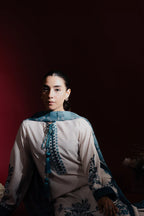 Full outfit view of the Teal Blossom Digital Printed 3 Piece Suit