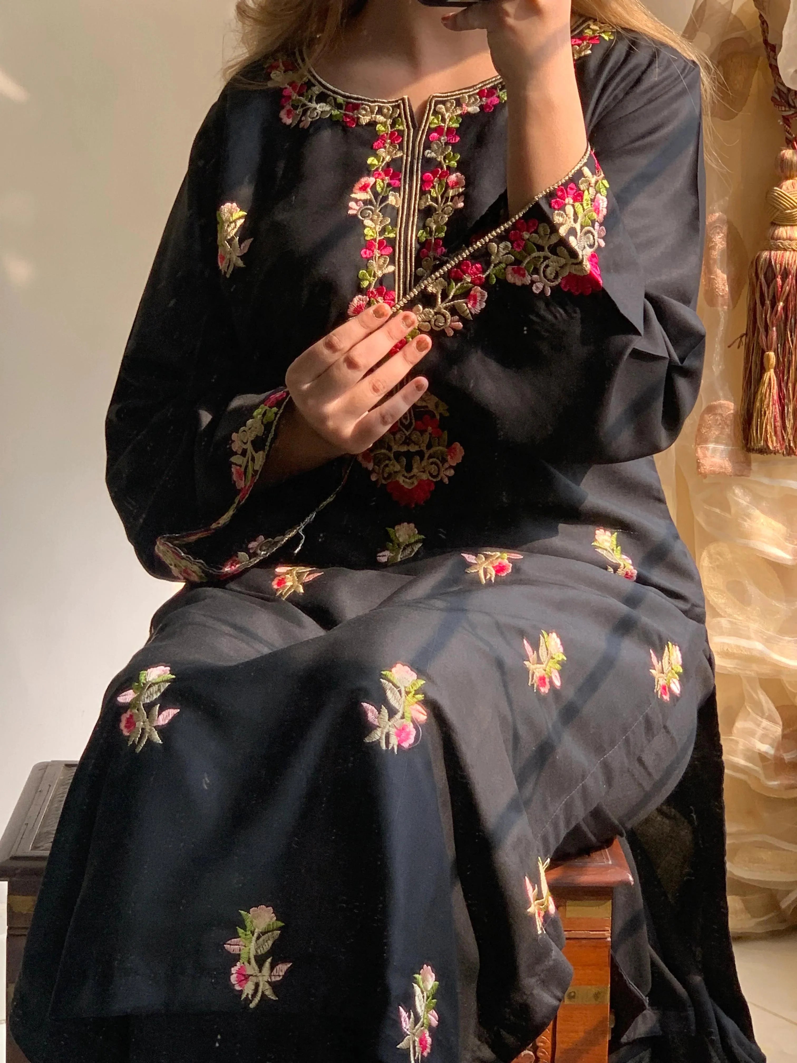 Full outfit with matching straight trouser Midnight Bloom set