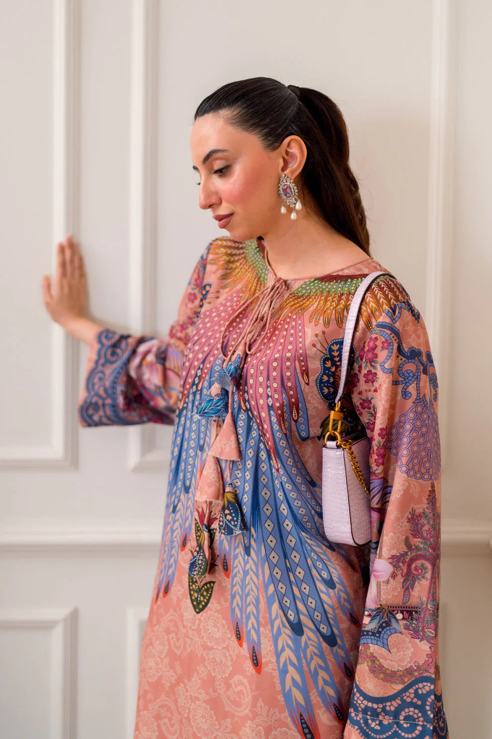 Full outfit with matching straight trousers Coral Plume set