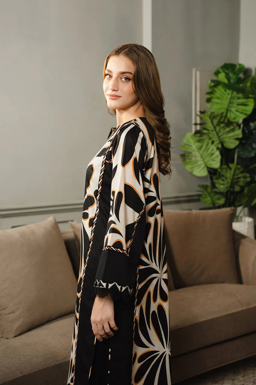 Ebon Petal Crepe Long Top Dress