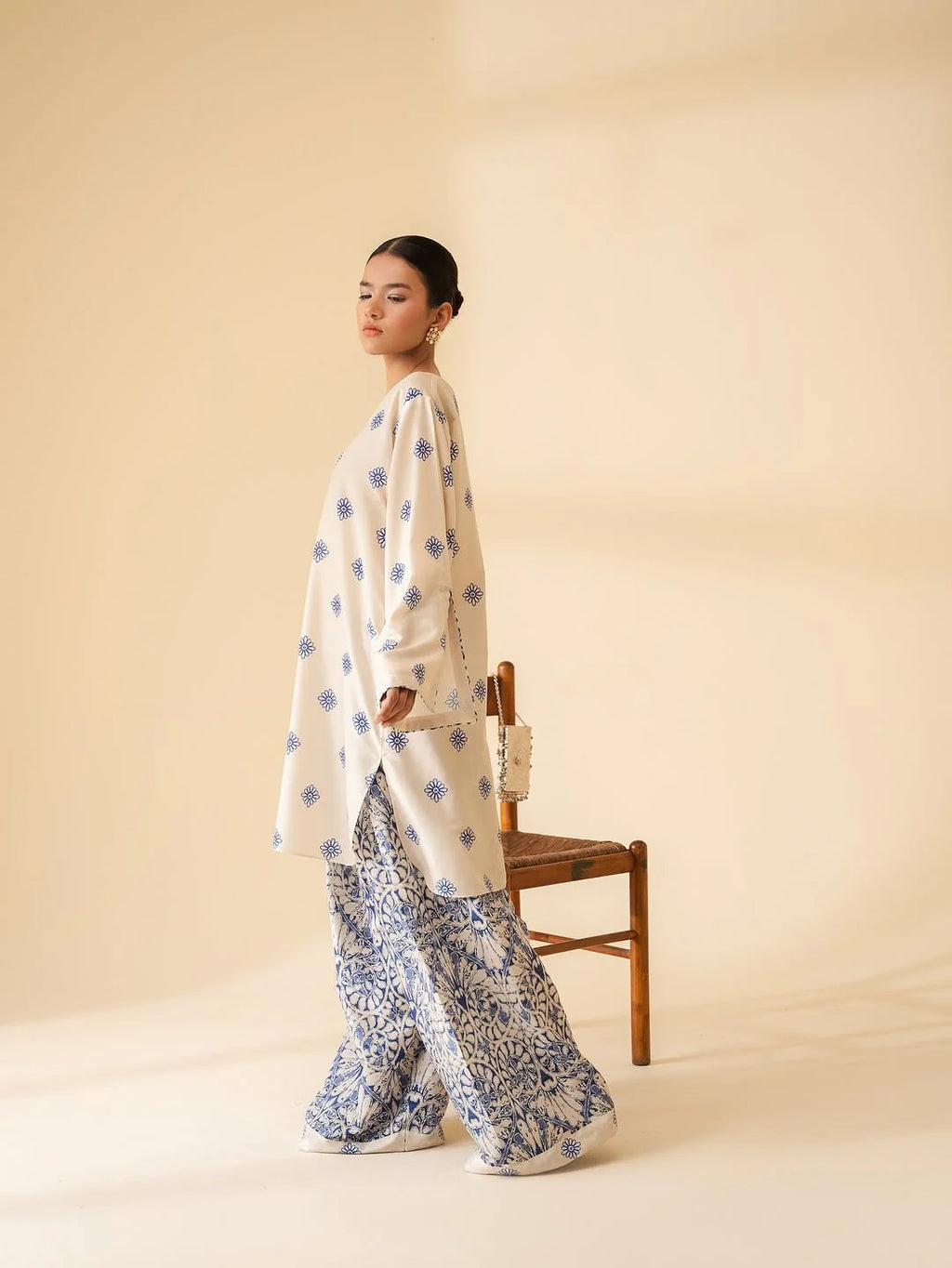 Ivory digital printed kurta stitched 2 piece suit ZAMARANG