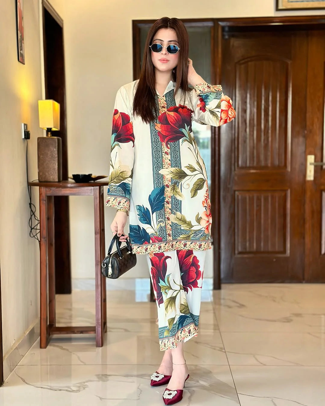 Ivory floral 2 piece digital printed lawn suit by ZAMARANG