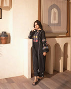 Pure lawn long length shirt with multi colour floral embroidery ZAMARANG