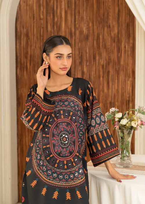 Sleeve mirror work and border print detail Onyx Mandala kurta
