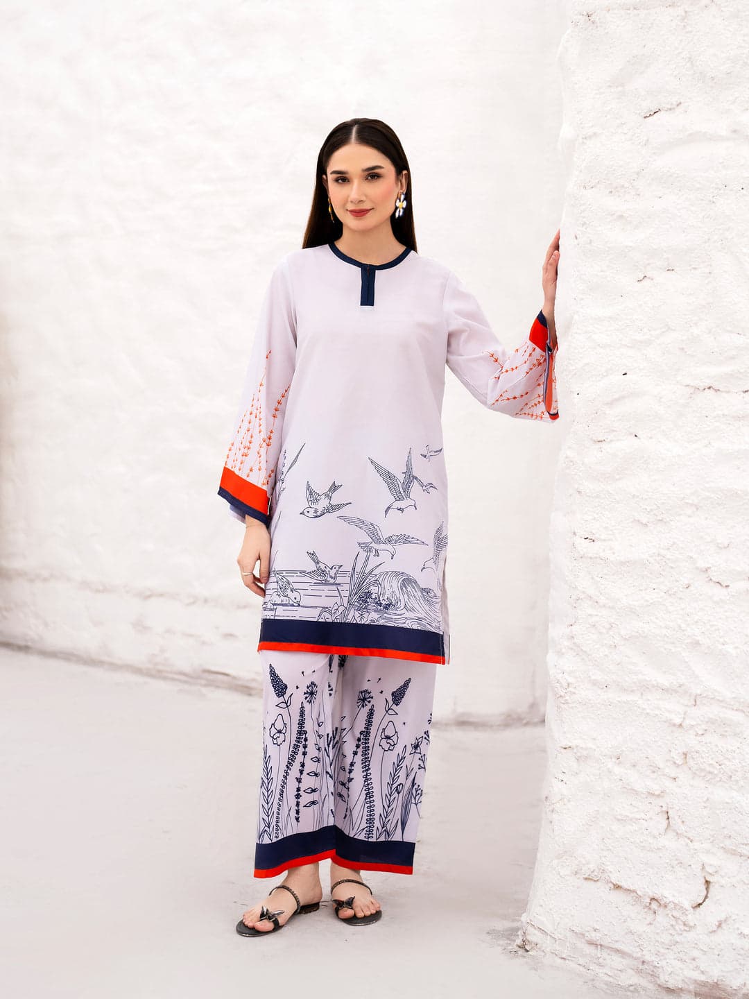 Straight trousers with coordinating stripe band detail Azure Flight ZAMARANG