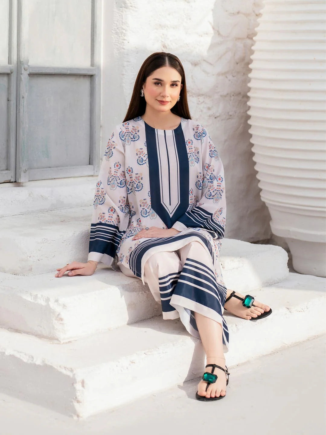 Straight trousers with stripe band detail Nila Stripe ZAMARANG