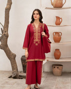ZAMARANG Aria block print 3 piece set front view
