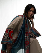 ZAMARANG Coastal Sand printed chiffon dupatta border detail
