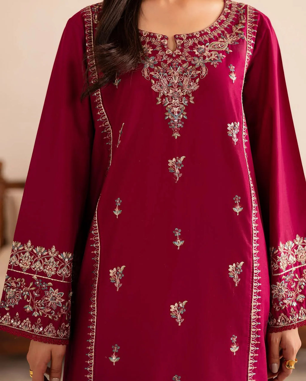 ZAMARANG Gulnaar embroidered linen outfit full look