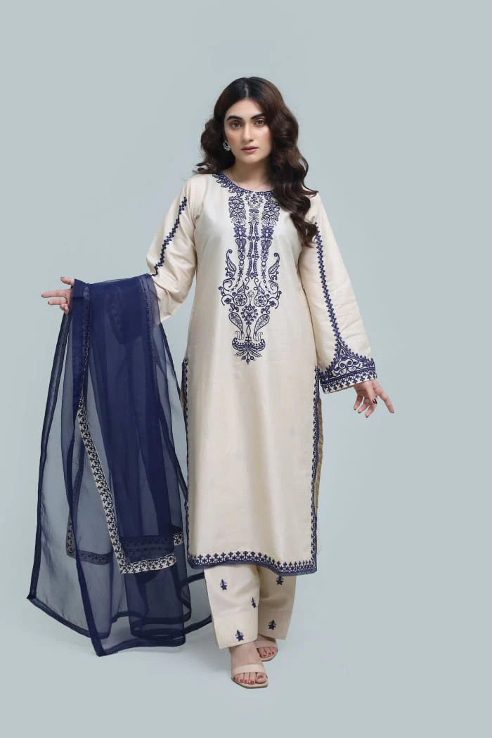 ZAMARANG Nautica Ivory embroidered 3 piece suit front view