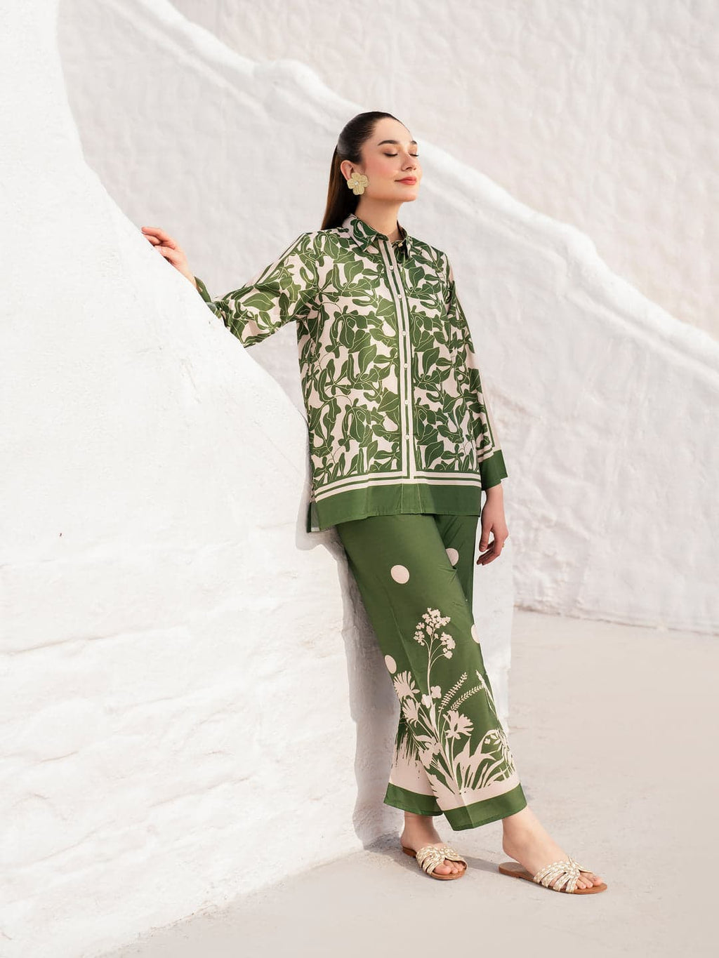ZAMARANG Olive Grove poly lawn stitched outfit lifestyle view
