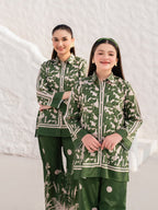 ZAMARANG Olive Grove stitched 2 piece suit front view botanical print