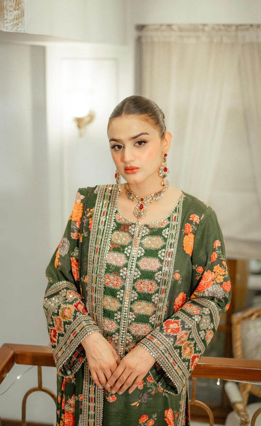 ZAMARANG Verdant Bloom embroidered 3 piece suit front view