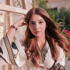 ZAMARANG almond kurta and trouser outfit lifestyle view