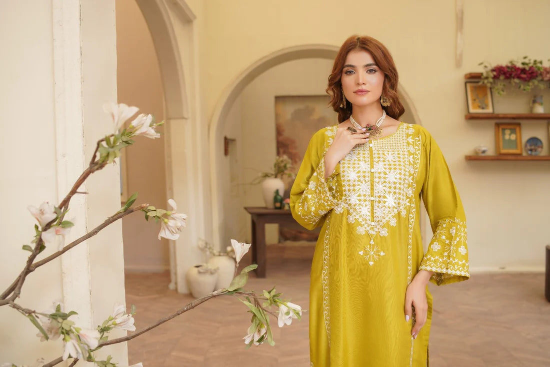 ZAMARANG marigold embroidered outfit full look