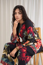 ZAMARANG model wearing bold floral print lawn outfit