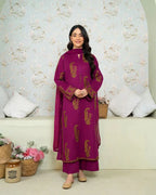 ZAMARANG purple embroidered 2 piece suit front view