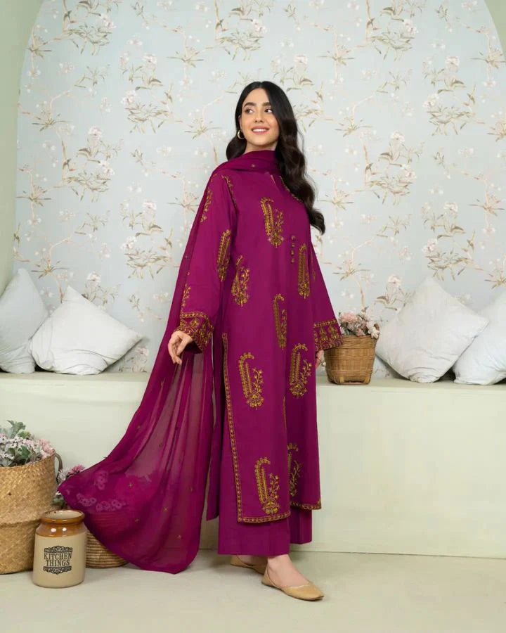 ZAMARANG purple long kurta with straight trouser set