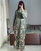 ZAMARANG sage blossom digital lawn 2 piece suit front view