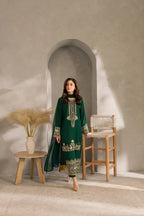 ZAMARANG straight trouser hem embroidery detail Emerald Vale