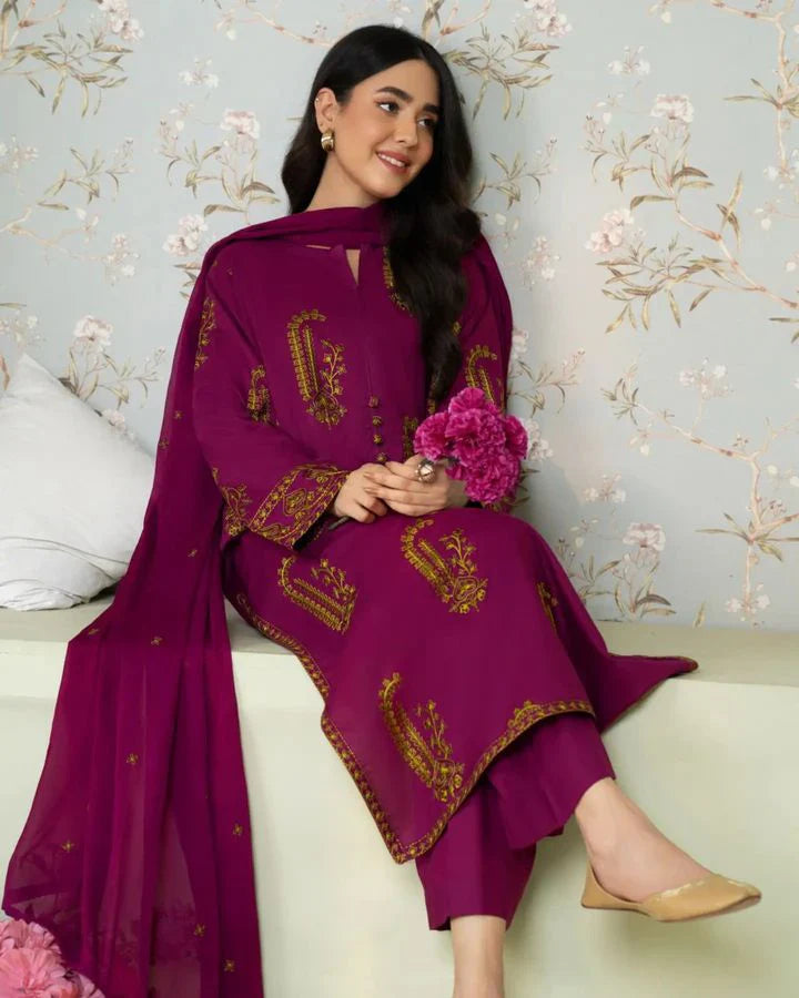 ZAMARANG winter embroidered 2 piece outfit lifestyle view