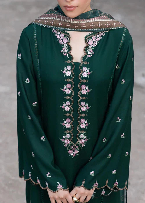 Floral Embroidered Green 3-Piece Outfit – Summer Collection