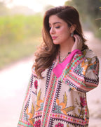 fine quality lawn fabric detail of digital printed suit by ZAMARANG