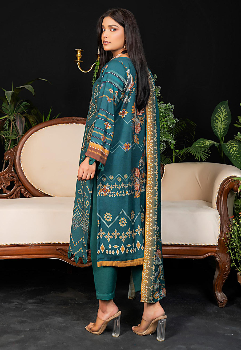 Elegant Teal Green Winter Dhanak Suit – 3 Piece Premium Collection