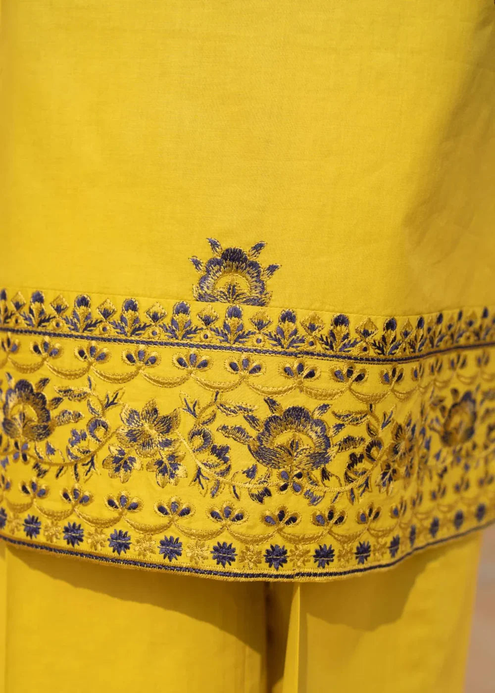 Stitched lime green embroidered kurta set ready to wear for summer