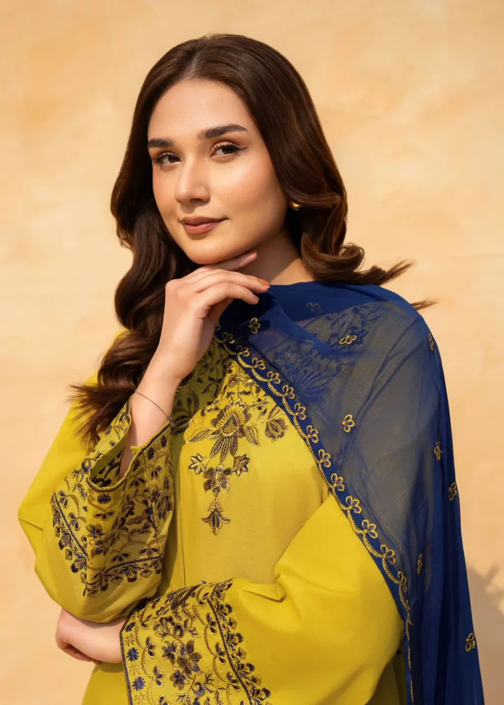 Lime Green Embroidered Lawn 3 Piece Suit